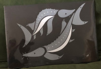 Seriagraph of two sturgeons by Peter Boome entitled "Ancient Ones"
